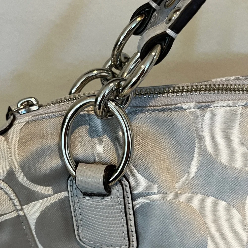 NWOT Coach Silver and Gray Signature Shoulder Bag